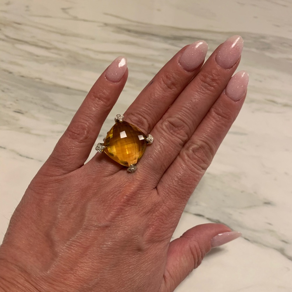 David Yurman 20mm cushion on point ring lemon citr